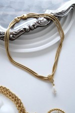 Collar gota vintage de perlas de imitación de oro Givenchy firmado joyería de diseñador