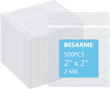 500 PCS 2" X 2" Small Plastic Bags for Jewelry Mini Clear Plastic Poly Bag 2 Mil