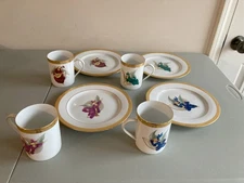 4 SETS NIKKO GOLD ETCHED RIM MATCHING ACCENT ANGEL  ACCENT SALAD PLATES & MUGS