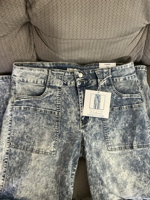 New Blue Turtle Exclusive High Rise Loose Fit Cargo Denim, Jeans, Acid Wash - 18