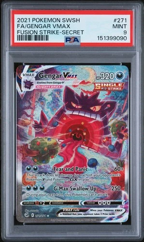 2021 POKEMON SWORD & SHIELD FUSION STRIKE SECRET #271 FULL ART/GENGAR VMAX PSA 9