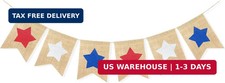 Happy 4th of July Bunting Burlap Star Banner American Independence Day Decoratio