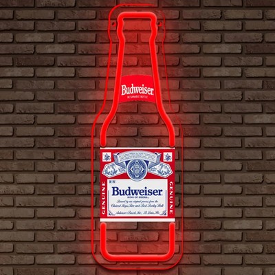 BUDWEISER BEER BOTTLE NEON LIGHT UP BAR LED SIGN GAME ROOM MAN CAVE