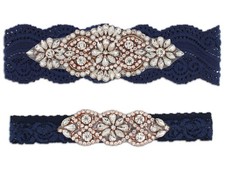 Wedding Lace Bridal Garter Set NonSlip Silicone Clear Rhinestone Pearl