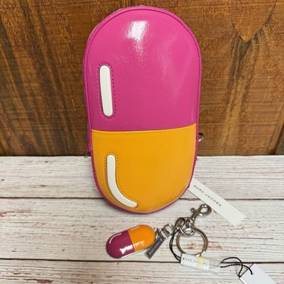 Marc Jacobs 3D Vitamin Pill Crossbody w/ Matching Keychain - Tangerine/Hot Pink