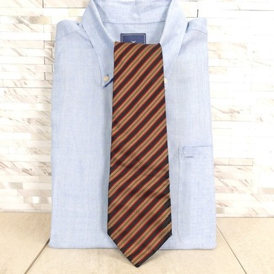 Repp Striped Tie Mens Camel Black Silk Oxford Regimental Suit Dress JUN ASHIDA