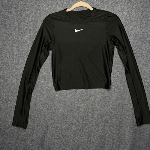 Nike Dri-FIT Training Top Womens Small Black Long Sleeve Crop Shirt. Workout Top - Picture 2 of 7