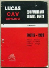 LUCAS ROOTES Spares List 1969 #901/69 HILLMAN Humber SINGER Sunbeam COMMER Dodge