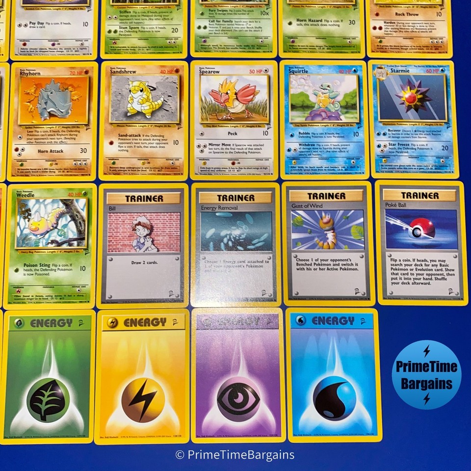 NM/+ COMPLETE Pokemon BASE SET 2 Edition Uncommon Common Non Holo Cards ...