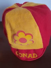 VINTAGE '80S CYCLING CYCLING CAP CONAD. YELLOW RED WINTER WINTER 