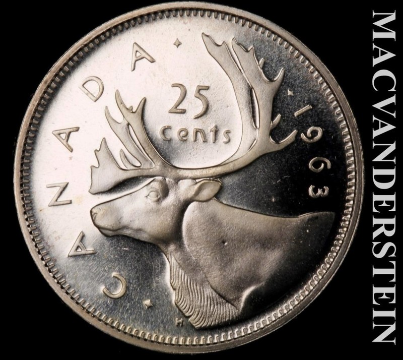 Canada 1963- 25 Cents- Proof Like- Choice Gem Brilliant Unc- No Reserve #L5738