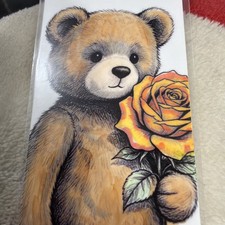 Love Bear/ HAND COLORED BOOK MARK. Laminated