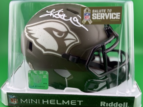 Kurt Warner Signed Cardinals Salute to Service Speed Mini Helmet-Beckett W Holo - Picture 2 of 6