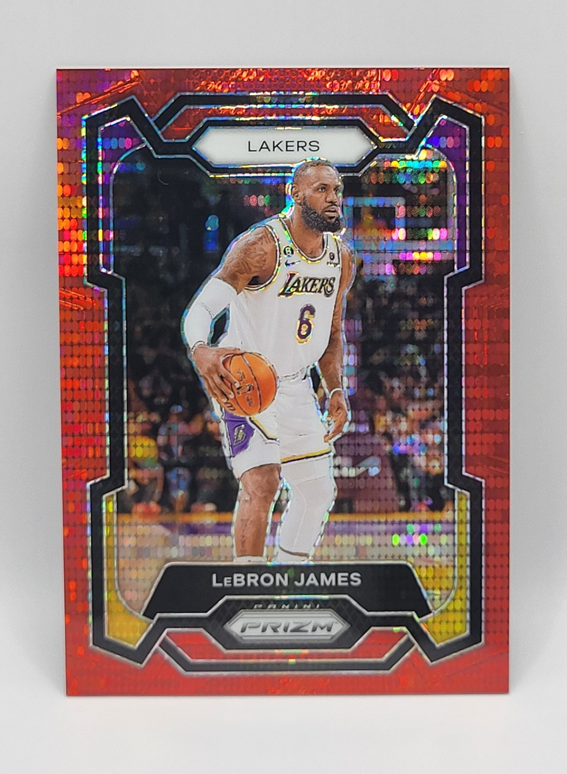 2023-24 Panini Prizm - LeBron James #63 Red Seismic Prizm /299 Lakers