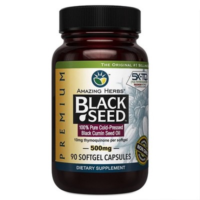 Amazing Herbs Premium Black Seed Oil Capsules - Cold Pressed Nigella Sativa ...