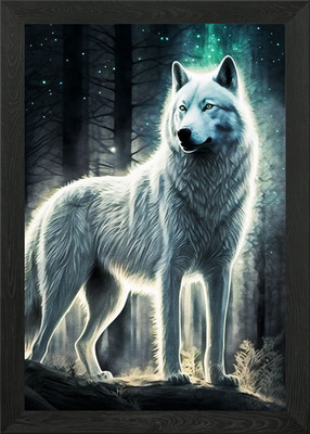 Weißer Wolf gerahmtes Wandbild Poster Leinwanddruck Bild