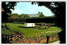 1962 FDR Grave Petition Stamp Postcard Hyde Park Springwood Estate NY Garden