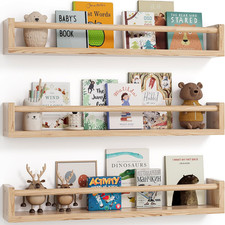 Nursery Book Shelves, Set of 3, Wall Bookshelf, Book Shelf for Kids Rooms, Wall