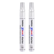 Permanent White Paint Pens - 2 Pack Oil-Based Markers for Rock, Metal, Wood,