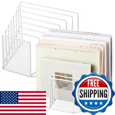 Chivertion 2 Pcs 7 Section Wire File Organizer for Desk, Metal Mesh Incline File