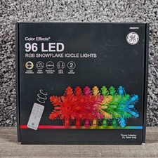 GE Color Effects 96 LED RGB Snowflake Icicle Lights Christmas Holiday 9.33 ft