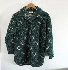 Montana Blues  Women's Green White Floral Sherpa Fleece Button Front Jacket M