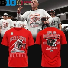 Texas Tech Red Raider 2025 Big 12 Football Champions Locked Room T-Shirt
