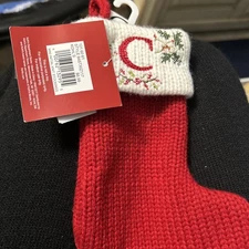 KNIT CHRISTMAS MINI STOCKING INITIAL “C” 