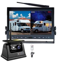 10.1" Wireless Monitor DVR Solar Magnet Standby Reverse Camera For RV Trailer