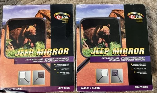 Right and Left Jeep Wrangler side mirrors 1997 - present CIPA 44800, 44801 OE