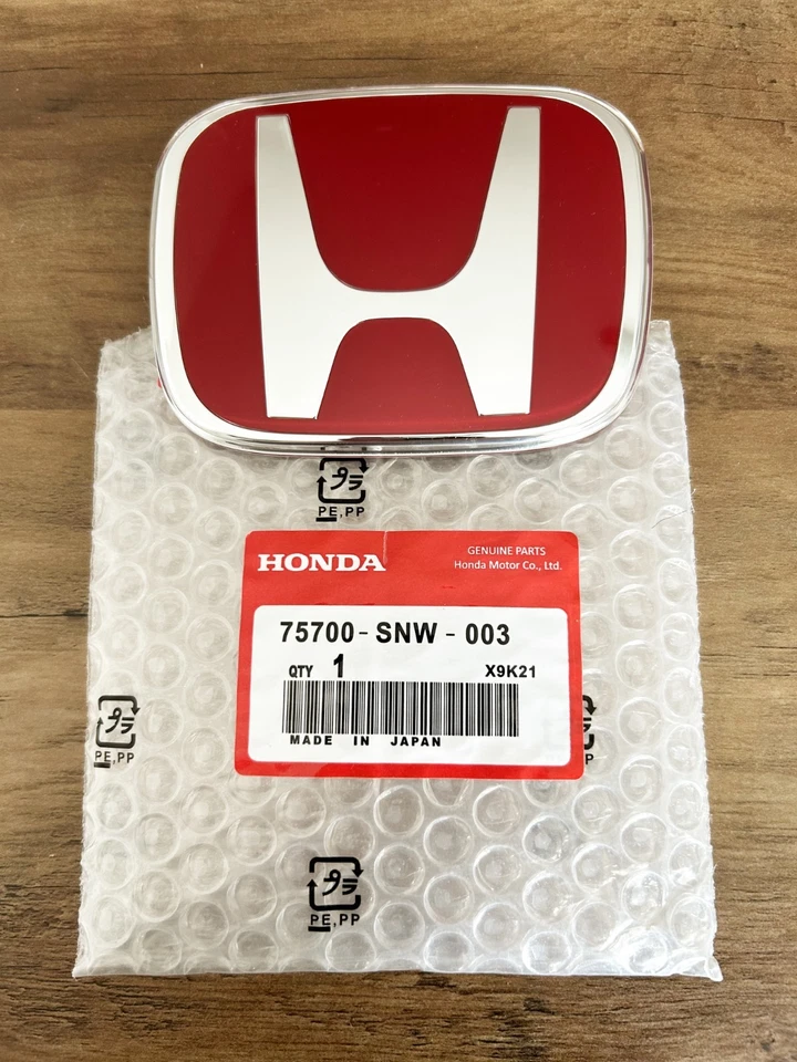 2x Red JDM Honda Front Grill and Rear Trunk Emblems Badges Fit 2006-2015 Civic - Image 2 of 4