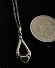 Artisan Western Sterling Silver 925 NECKLACE  Onyx Heart Slide Pendant Chain 18” — photo 4