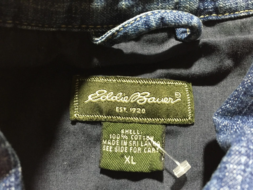 Eddie Bauer Jean куртка женщин XL синий выцветший на пуговицах карманы с воротником - Изображение 3 из 4