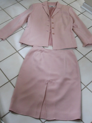 TRAVIS AYERS Petite Women's Light Peach Silk Suit 2 pc: Jacket & Skirt sz 6P - Picture 8 of 19