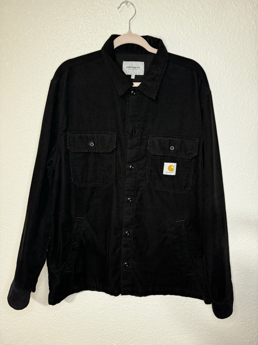 Carhartt WIP Jacket Mens Large Corduroy Black Jacket Shirt Button