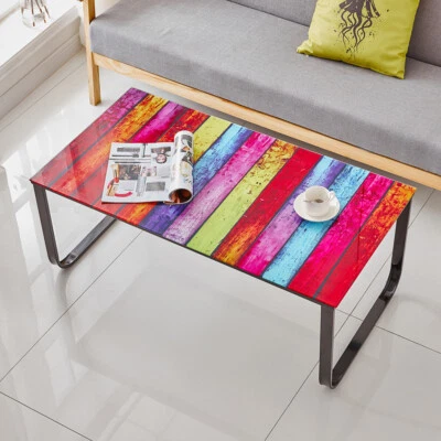 CLIPOP Living Room Coffee Table with Tempered Glass Top Metal/MDF Frame End Side Table