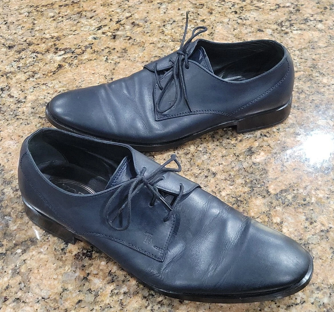 TOD’S Scarpe eleganti mocassini uomo TOD'S ardesia blu scuro pelle derby Oxford 9 10 Italia