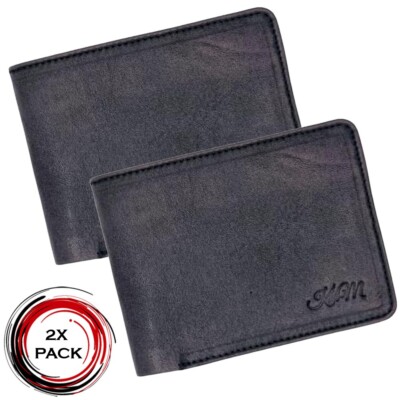 KHIM Herren Leder Geldbörse Pack 2 zweifarbig Farbe RFID Schutz Karten Geld Halter