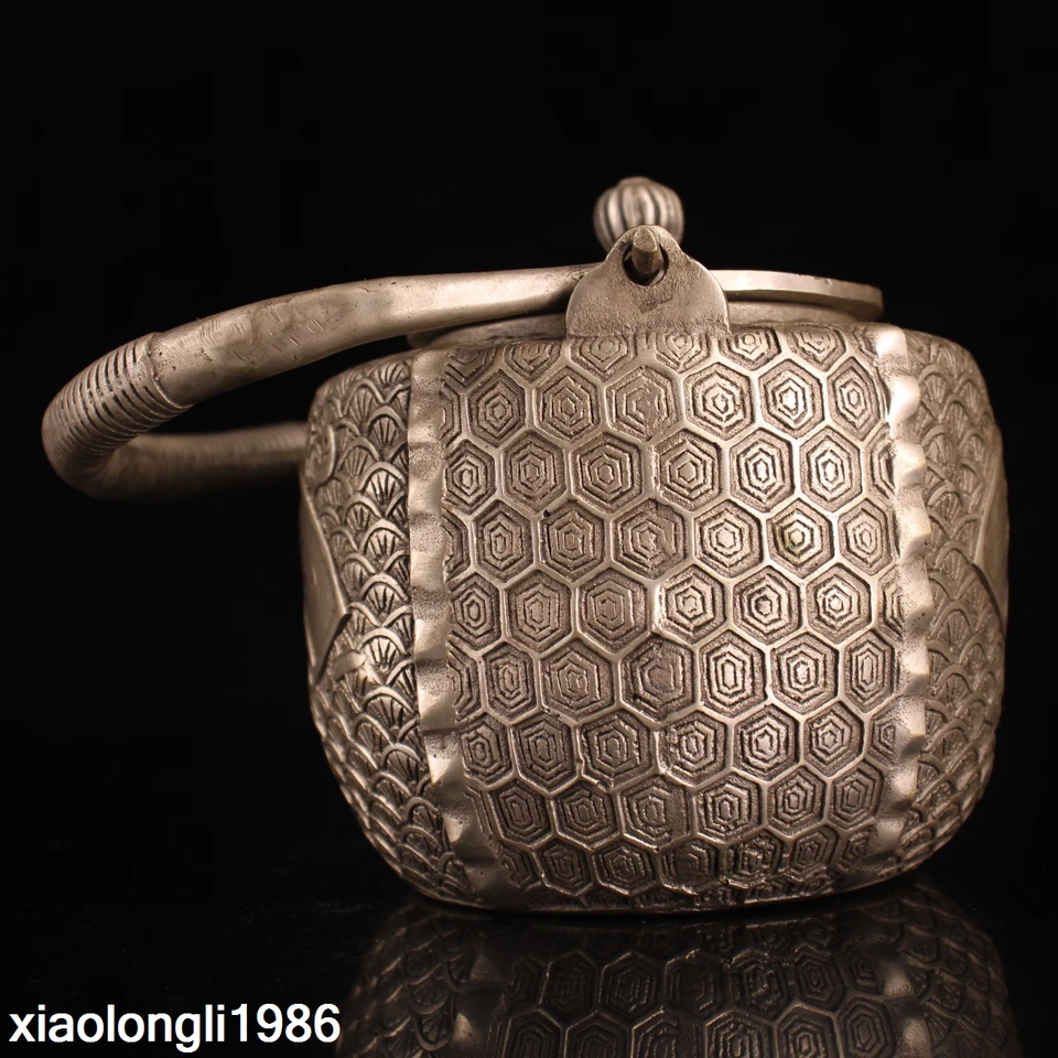 Тибетская религия тибетское серебро ручной работы набор драгоценных камней чайник Просвещения - Изображение 4 из 4