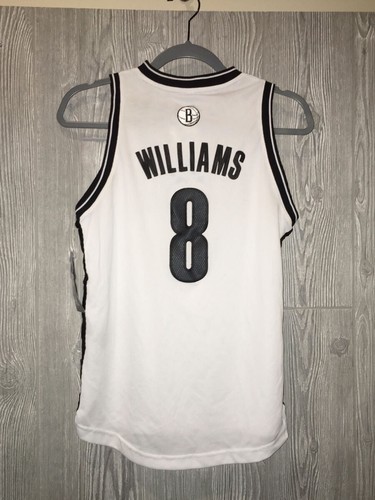 ADIDAS Brooklyn Nets #8 D WILLIAMS White Black Basketball Jersey Youth Boys Sz M - Picture 2 of 3
