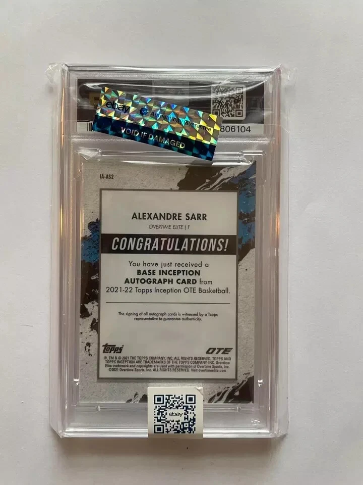 Alex Alexandre Sarr 2021 Topps Inception OTE On-Card Auto Orange #38 /50 PSA 10 - Image 2 of 2