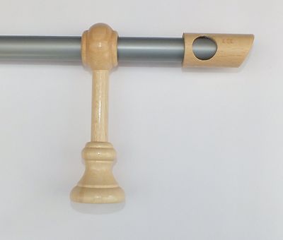 Gardinenstange ''Rondo'' Holz hell + silber 120- 240 cm (Art. G2007)