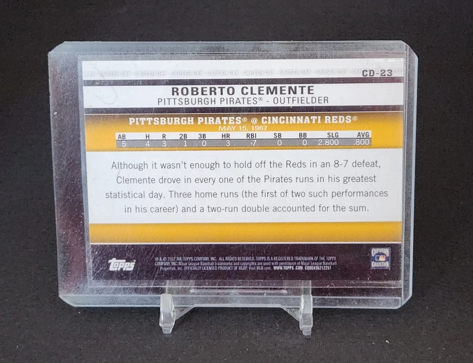 2012 Topps Career Day Roberto Clemente #CD-23 Pittsburgh Pirates  - HOF - Image 2 of 2