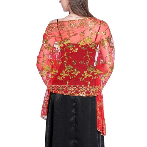 1920s Sequin Shawl Women's Cape Up Shrug For Gatsby Bridal Wedding Evening Wrap* - Picture 23 of 31