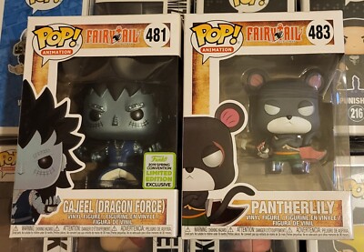Funko Pop Anime Fairy Tail - Gajeel 481 & Panther Lily #483 + Protektoren