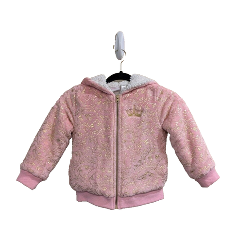 Disney Princess Sherpa Lined Hooded Jacket Little Girls Size 5 Pink & Gold Ariel
