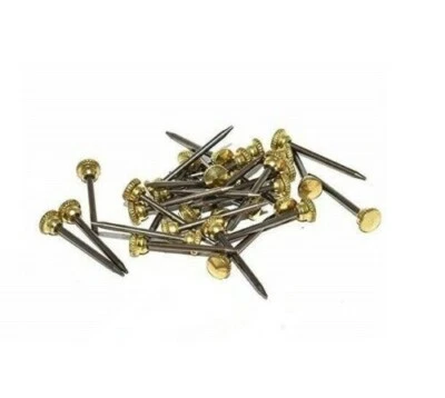 SISI UK 10 x Brass Headed Picture Pins HEAVY DUTY Hanging Nails Tack Knurled Solid Top