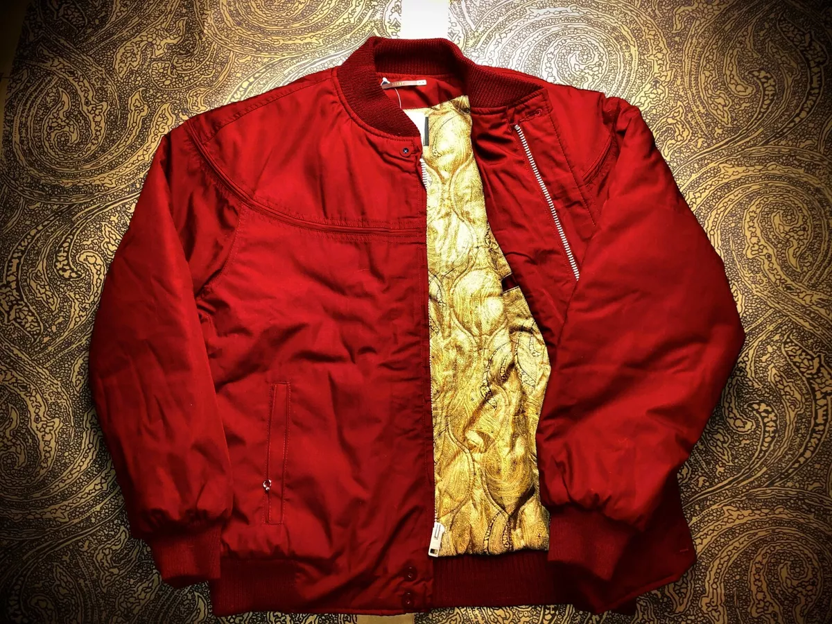 Large Derby San Francisco 49ers Red Derby Jacket Gold Paisley