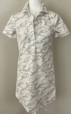 VINEYARD VINES Margo Camo Short Sleeve Collared Dress Wms Sz 00 White Gray