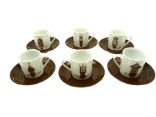 Mitterteich Dutch Clock 6 Cup Saucers Set Coffee Espresso MCM Numbered Vintage